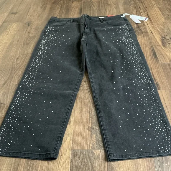 Sofía by Sofia Vergara Black Rhinestone Studded Jeans Y2K Glam Diva Size 20 NWT - Picture 1 of 8